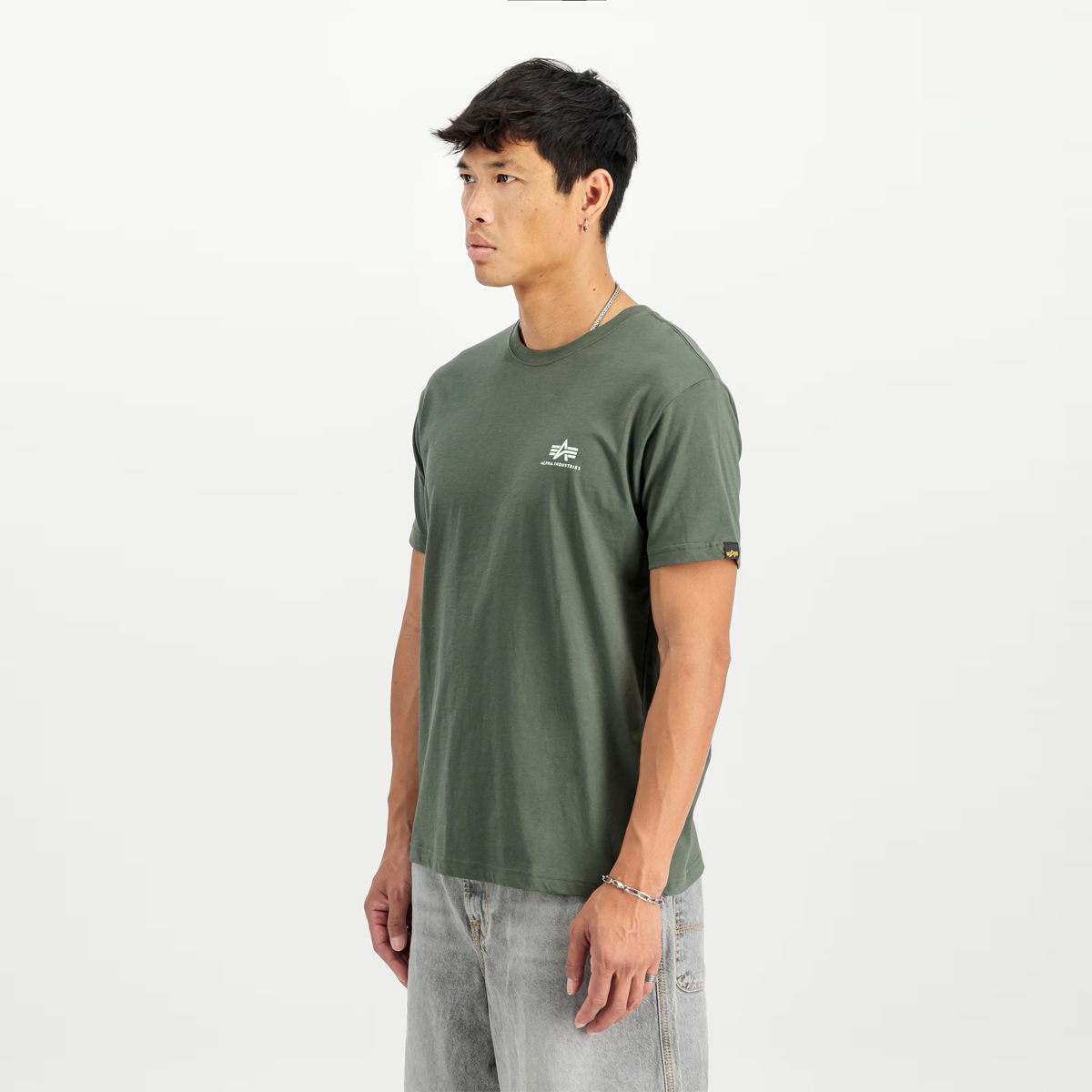 Alpha Industries T-Shirt Basic T Small Logo Dark Olive - 4 Alpha Industries T-Shirt Basic T Small Logo Dark Olive - 4