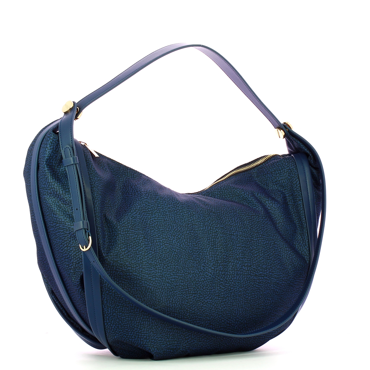 Borbonese Hobo Bag New Orbit Large Blu - 2 Borbonese Hobo Bag New Orbit Large Blu - 2