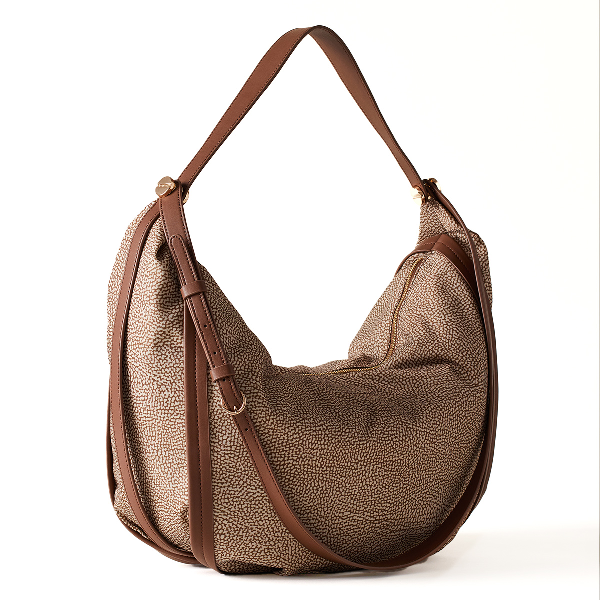 Borbonese Hobo Bag New Orbit Large Beige Marrone - 2