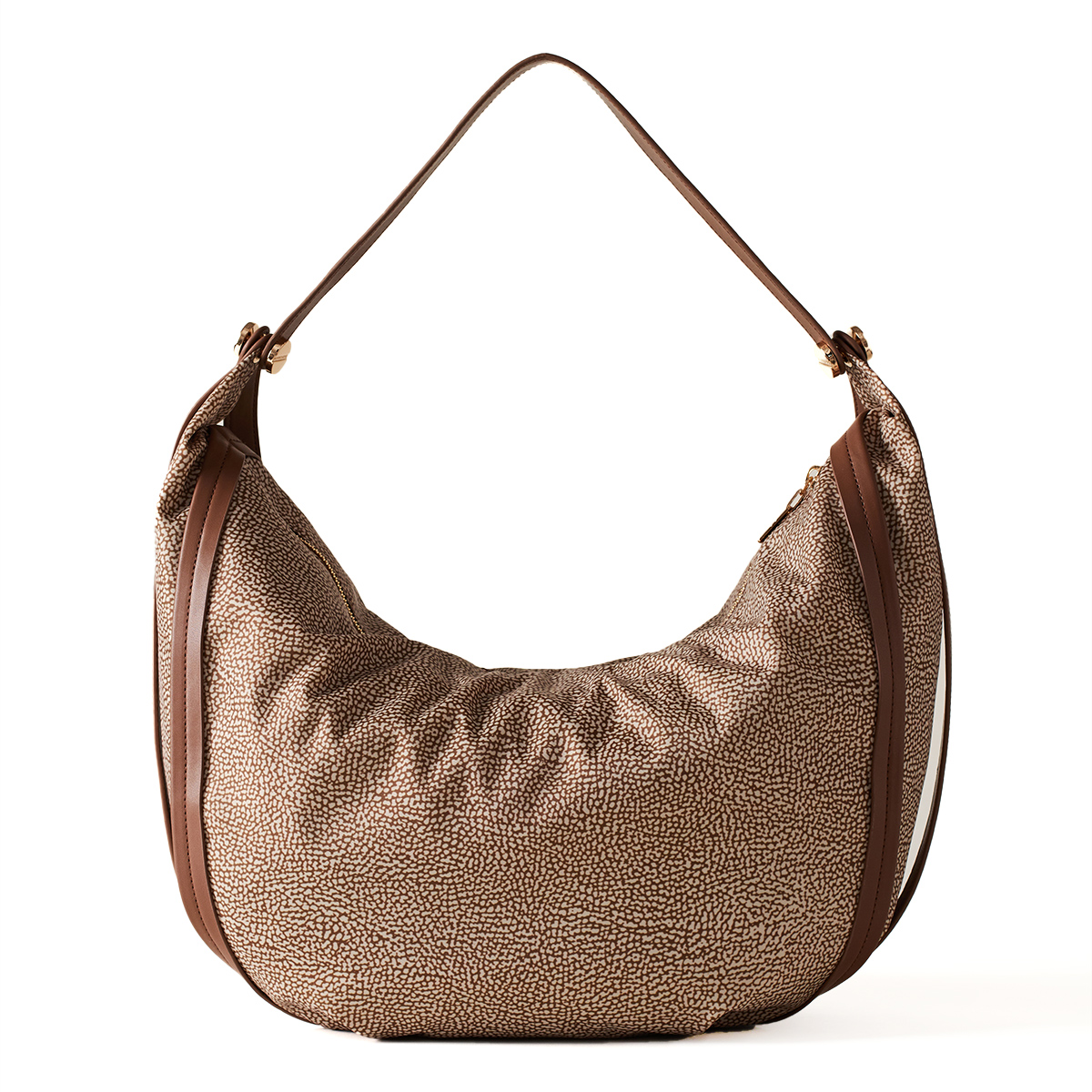 Borbonese Hobo Bag New Orbit Large Beige Marrone - 3