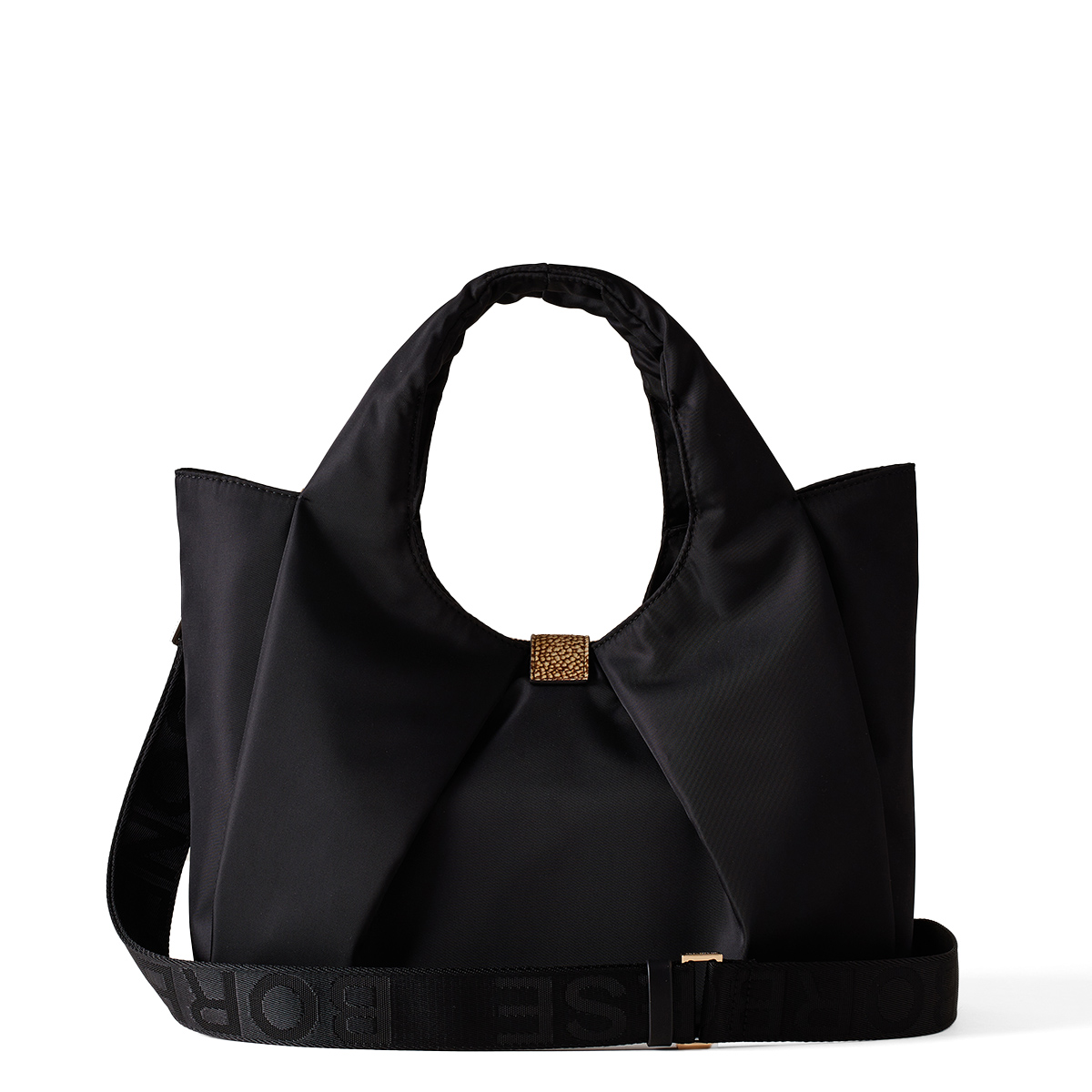 Borbonese Borsa a mano Cortina Medium in Nylon Nero OP Naturale - 3