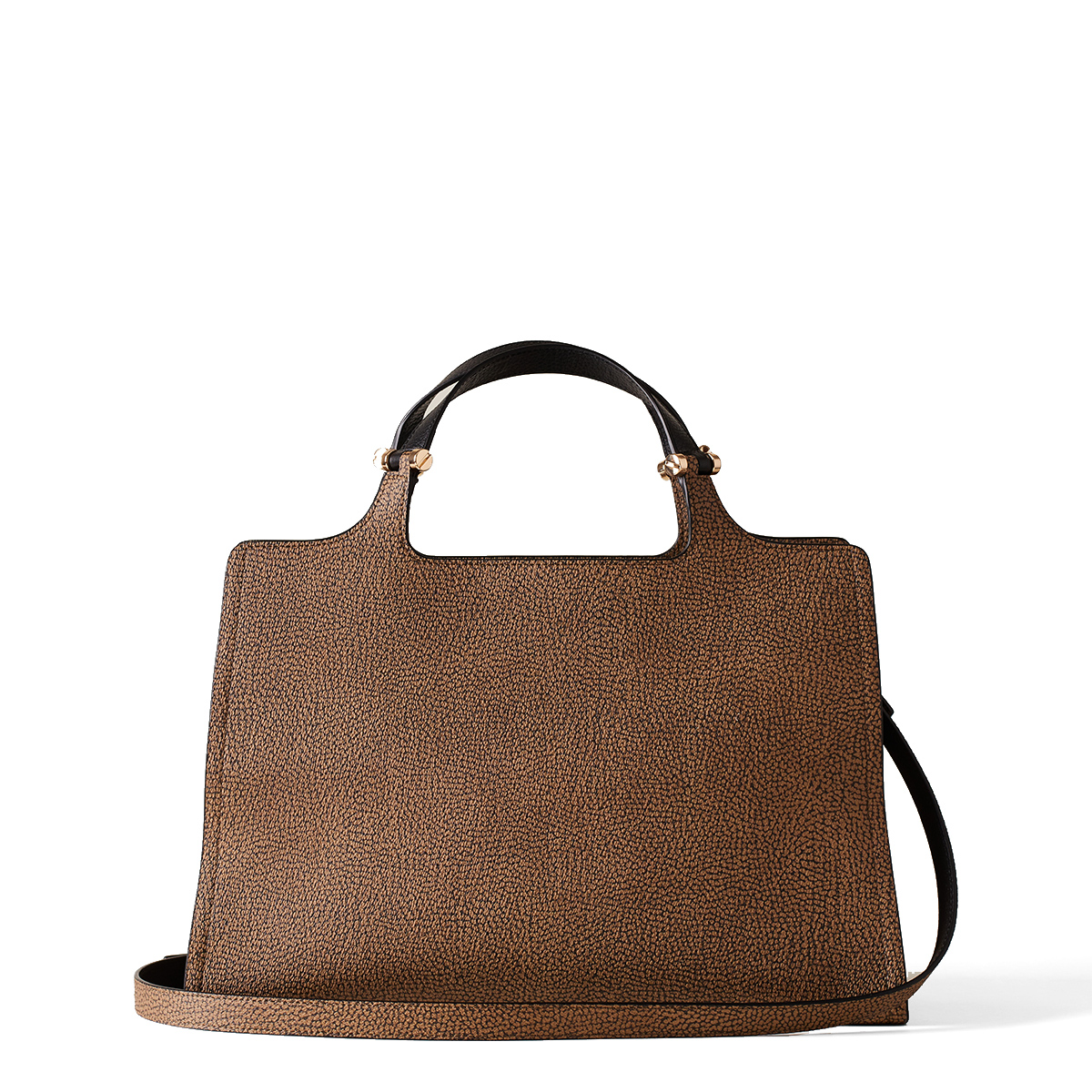 Borbonese Borsa a mano Medium in tela rivestita OP Naturale Nero - 3