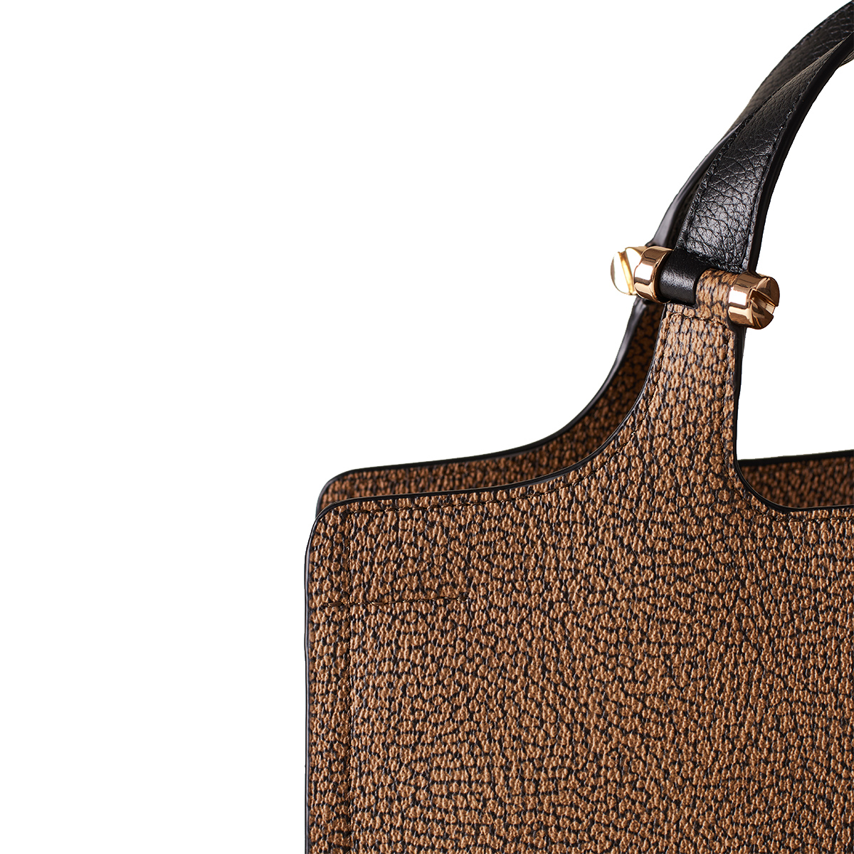 Borbonese Borsa a mano Medium in tela rivestita OP Naturale Nero - 4