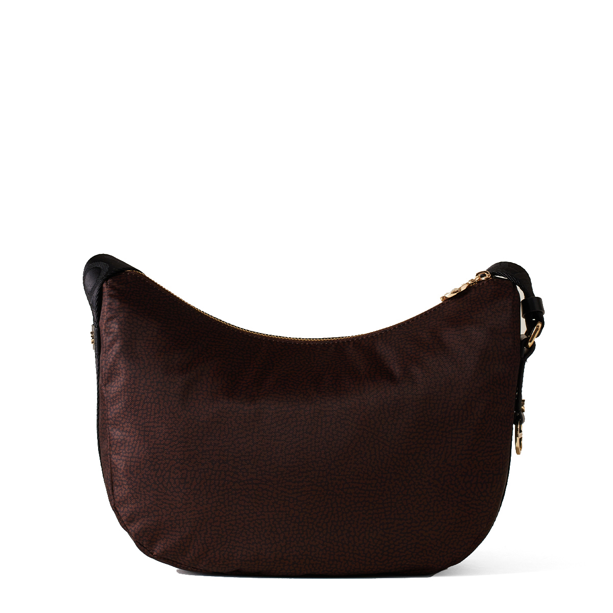 Borbonese Borsa Luna Bag Small con taschino in Nylon Riciclato Testa Moro Nero - 3