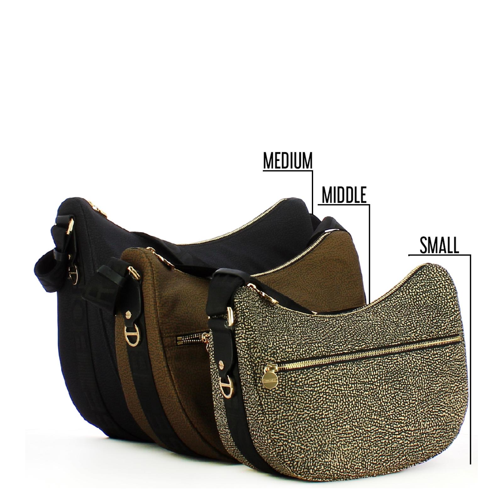 Borbonese Borsa Luna Bag Small con taschino in Nylon Riciclato Testa Moro Nero - 5
