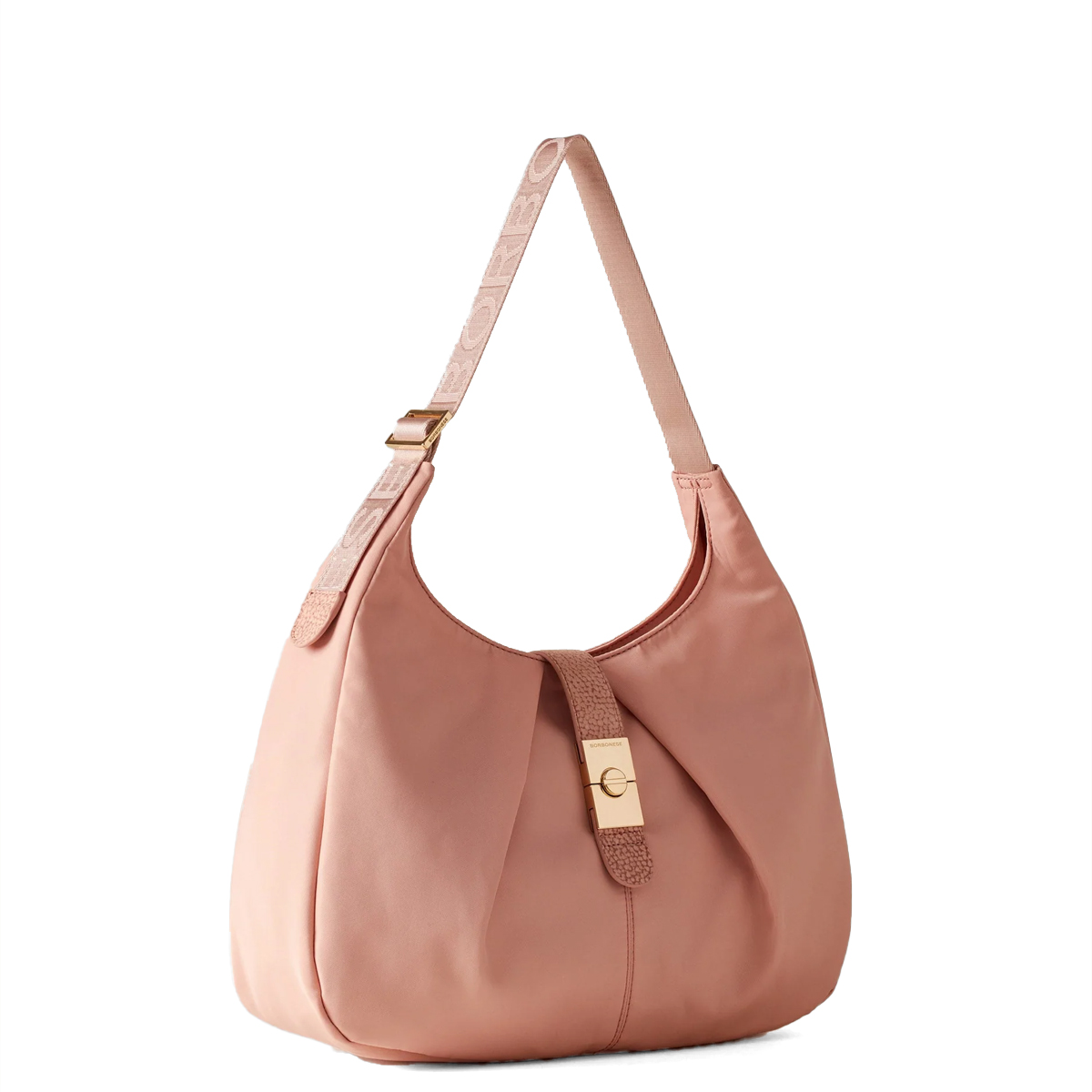 Borbonese Hobo Bag Cortina Medium in Nylon Blush - 2 Borbonese Hobo Bag Cortina Medium in Nylon Blush - 2