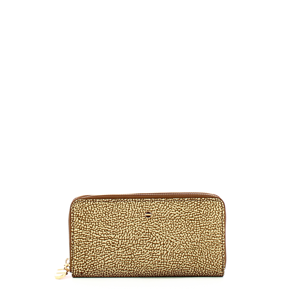 Borbonese Portafoglio RFID Doppia Zip Around Beige Marrone - 1