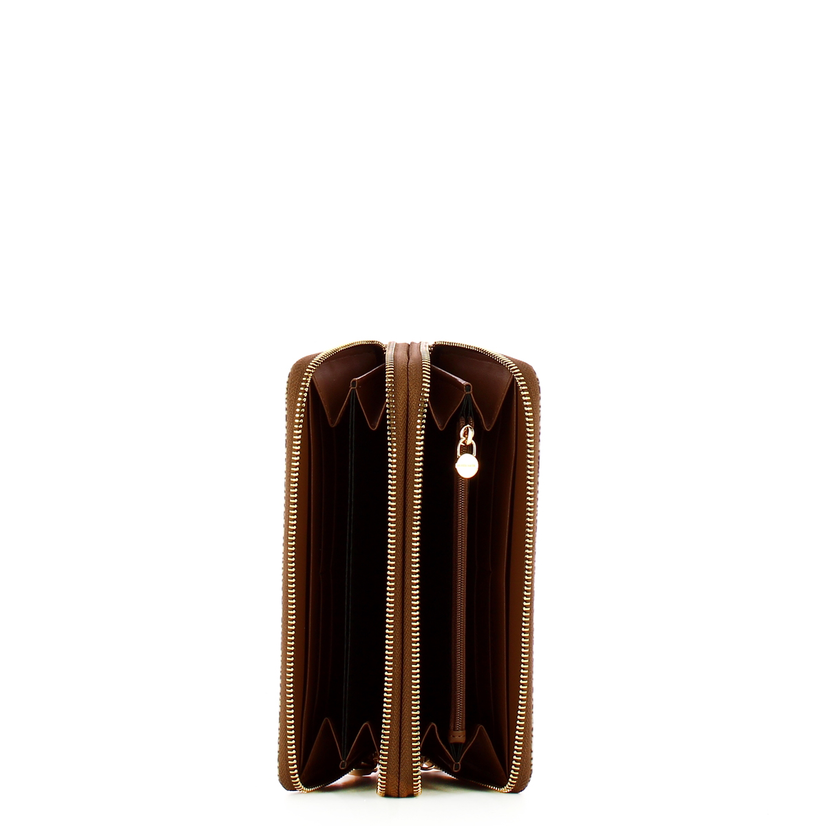 Borbonese Portafoglio RFID Doppia Zip Around Beige Marrone - 3