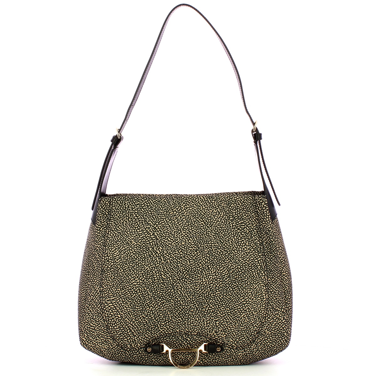Borbonese Borsa a spalla Hobo M Op Naturale Nero - 1