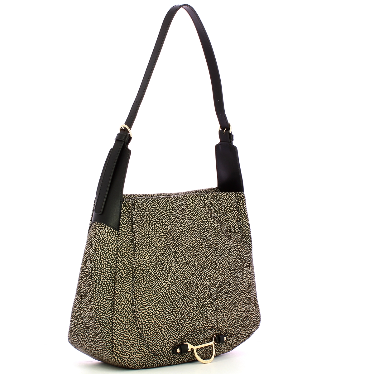 Borbonese Borsa a spalla Hobo M Op Naturale Nero - 2