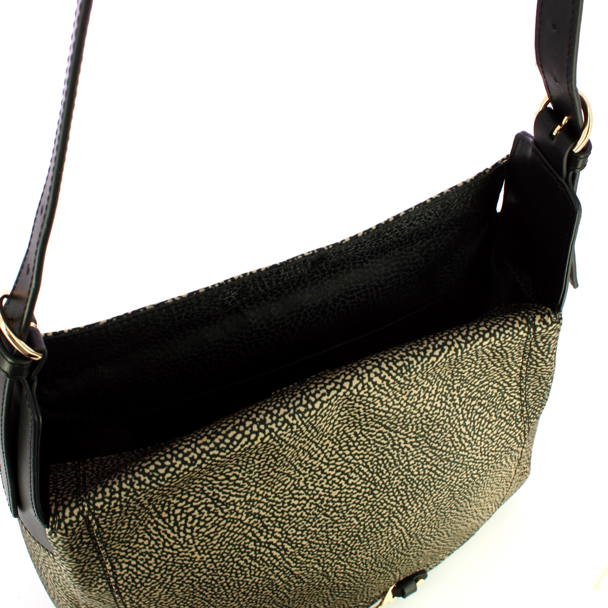 Borbonese Borsa a spalla Hobo M Op Naturale Nero - 4