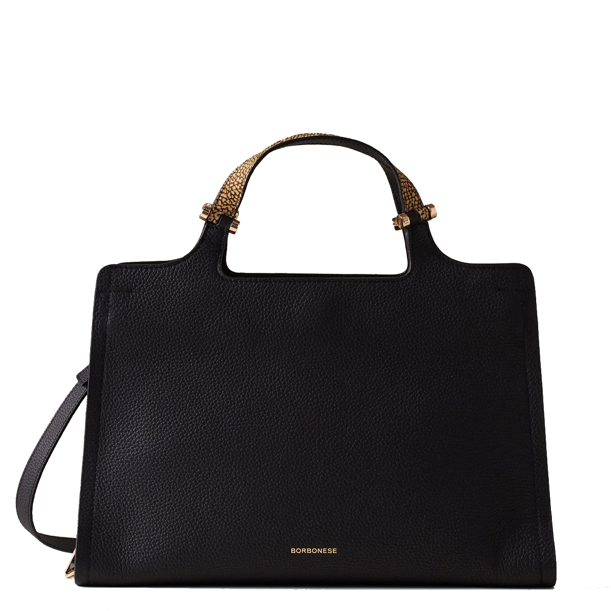 Borbonese Bauletto Bolt Medium Nero OP Naturale - 1