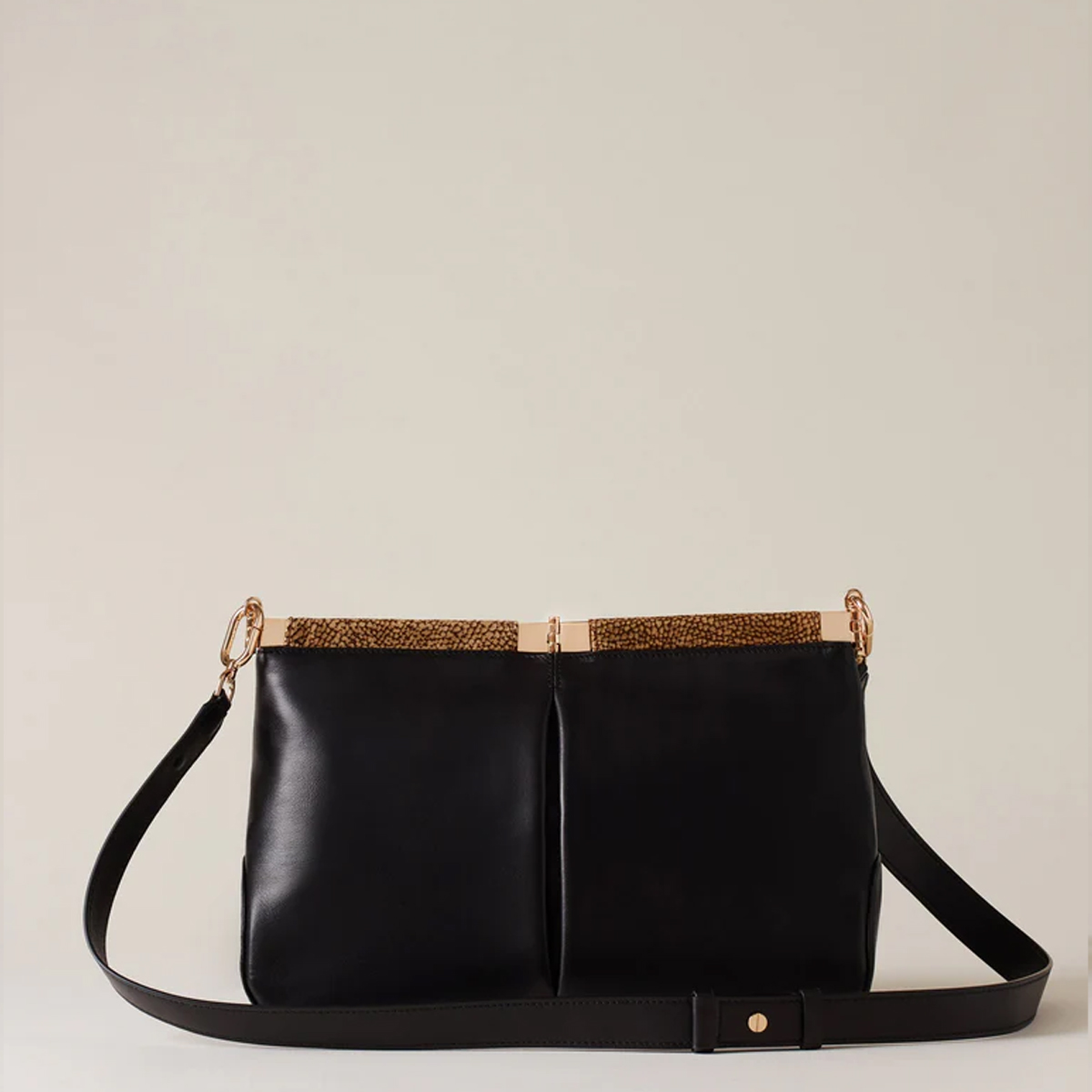 Borbonese Borsa a spalla 5PM Medium Nero OP Naturale - 4