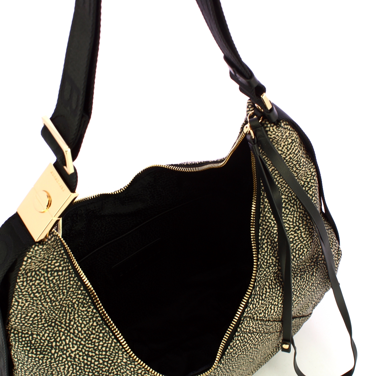 Borbonese Borsa Hobo Medium OP Naturale Nero - 4