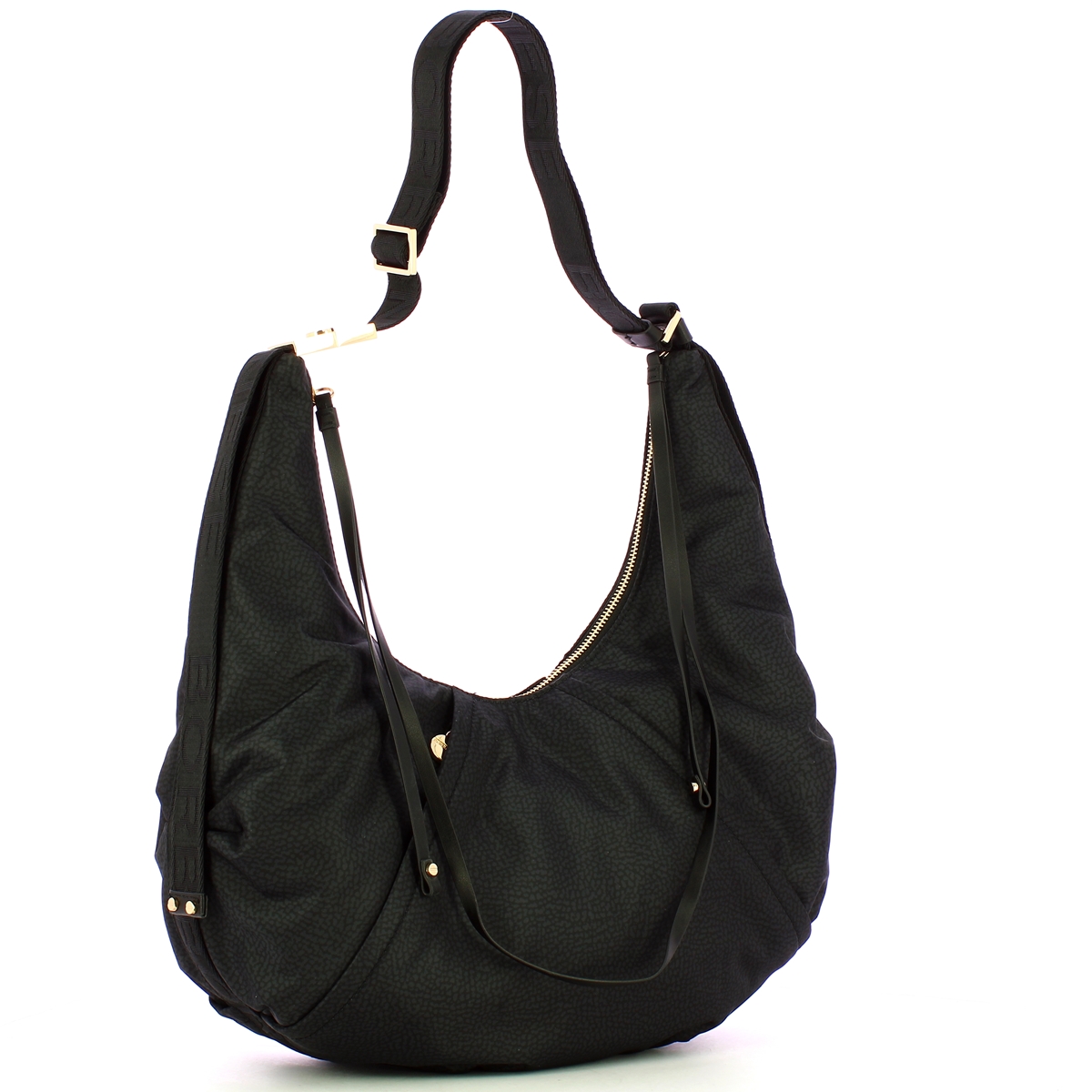 Borbonese Borsa Hobo Medium Dark Black - 2