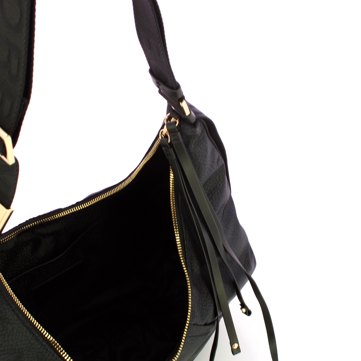 Borbonese Borsa Hobo Medium Dark Black - 4