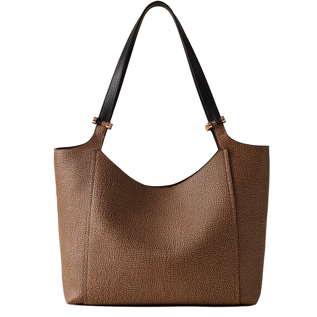 Borbonese Borsa a spalla Bolt Shopper Medium OP Naturale Nero - 1 Borbonese Borsa a spalla Bolt Shopper Medium OP Naturale Nero - 1