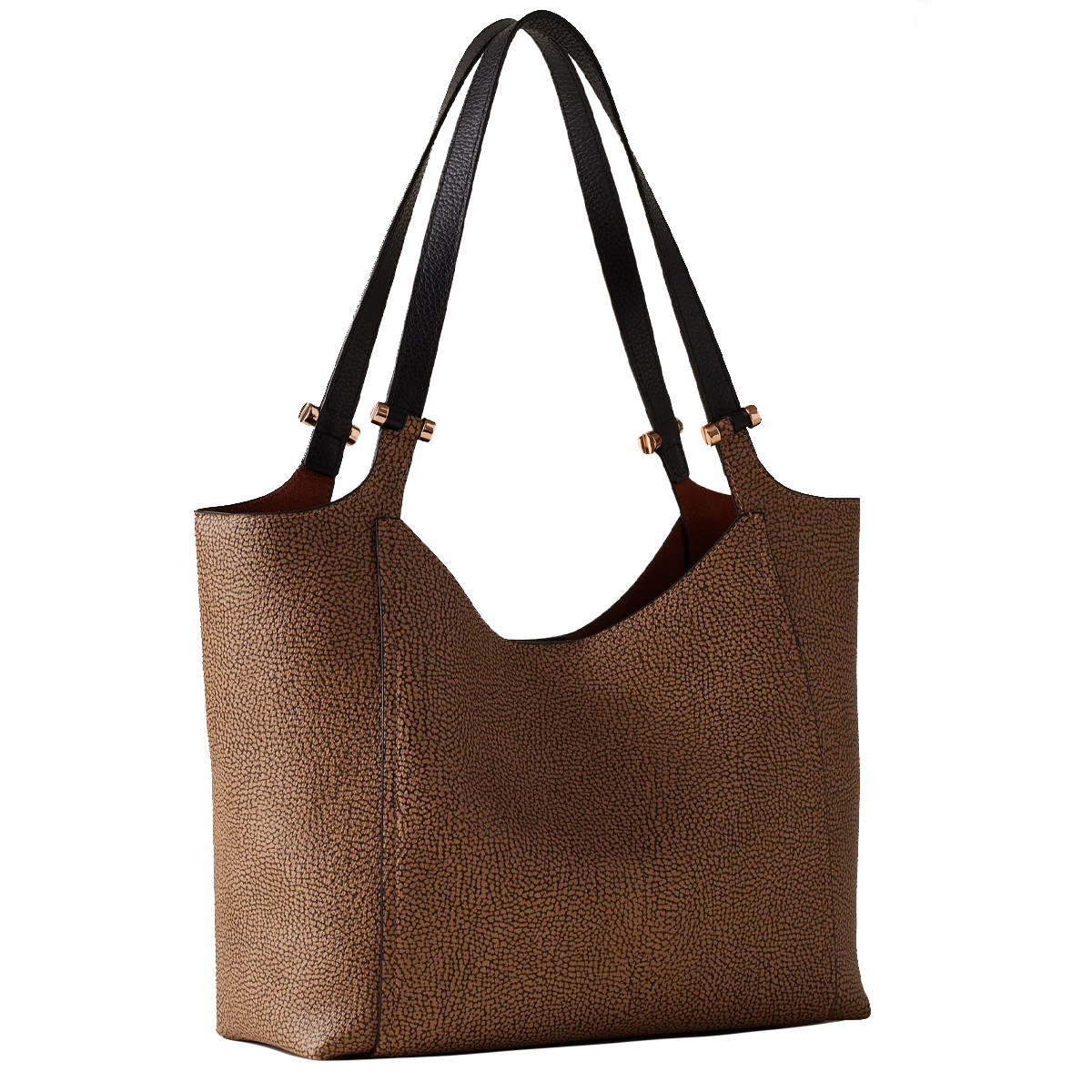 Borbonese Borsa a spalla Bolt Shopper Medium OP Naturale Nero - 3 Borbonese Borsa a spalla Bolt Shopper Medium OP Naturale Nero - 3