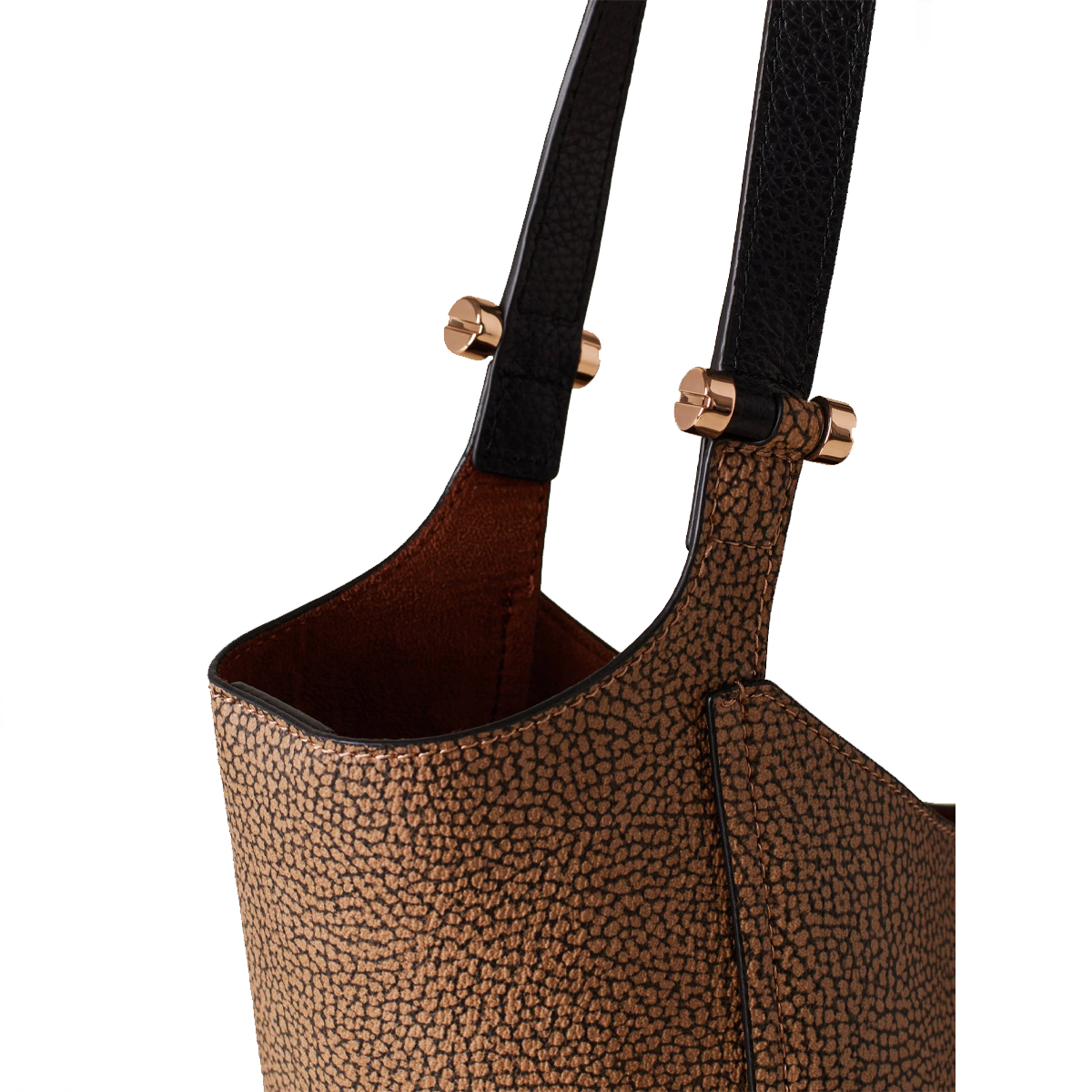 Borbonese Borsa a spalla Bolt Shopper Medium OP Naturale Nero - 5 Borbonese Borsa a spalla Bolt Shopper Medium OP Naturale Nero - 5
