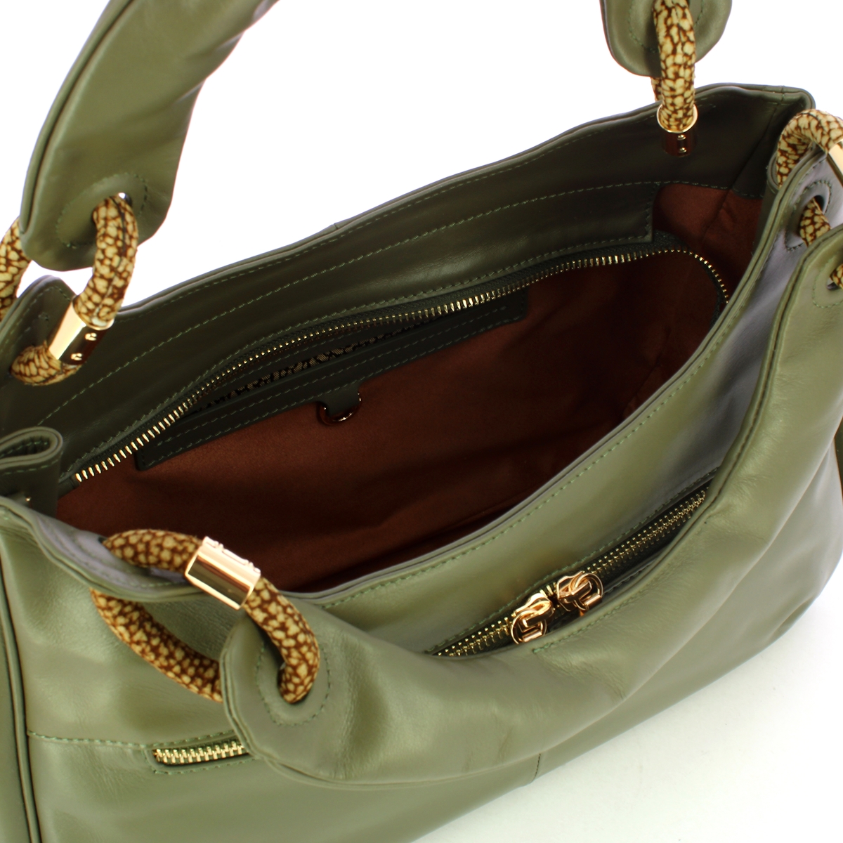 Borbonese Borsa a mano in pelle Clay Grey OP Naturale - 5