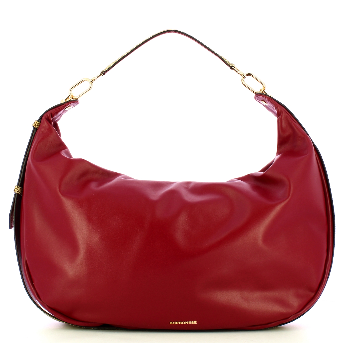 Borbonese Hobo Bag Oyster Large Borgogna OP Naturale - 3