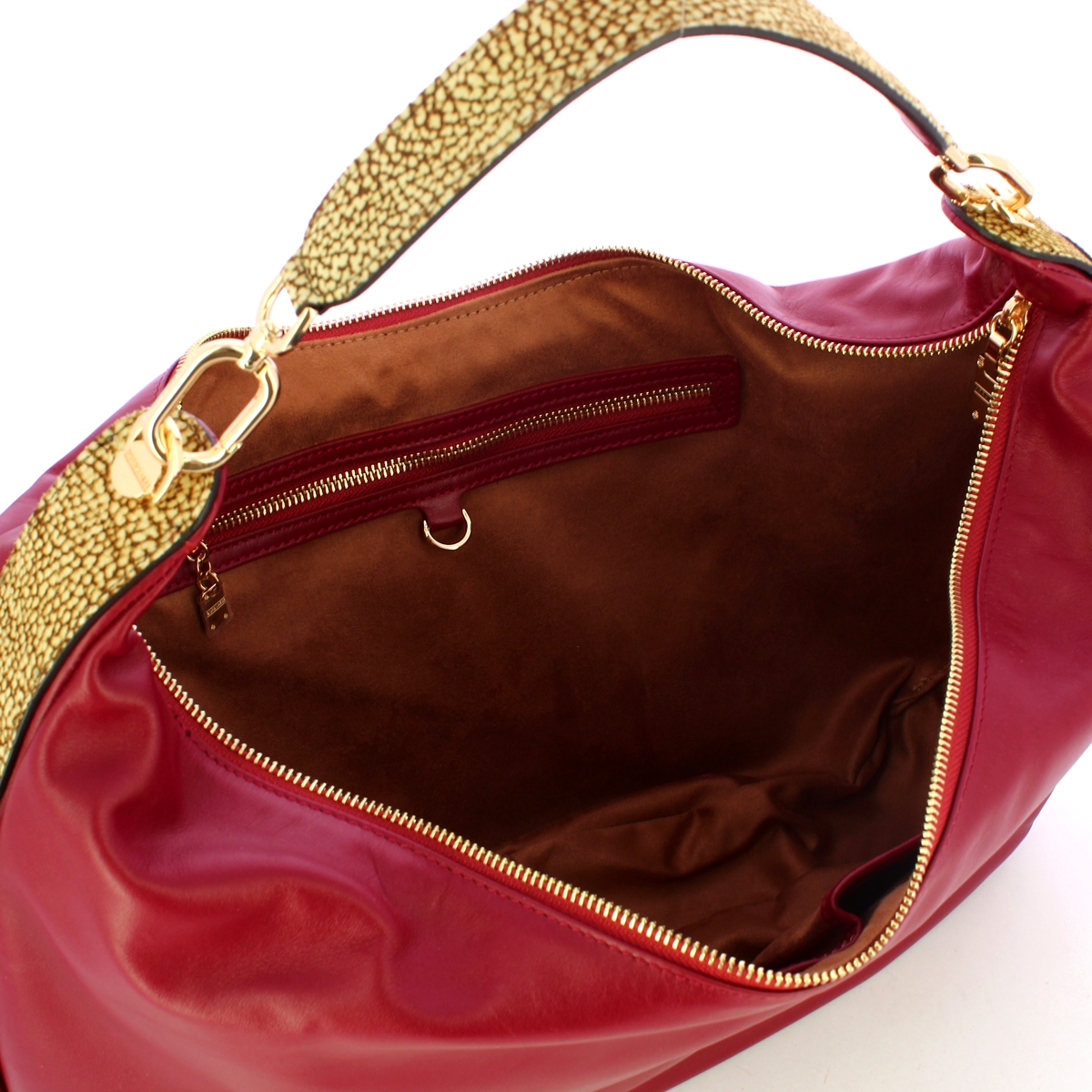 Borbonese Hobo Bag Oyster Large Borgogna OP Naturale - 4