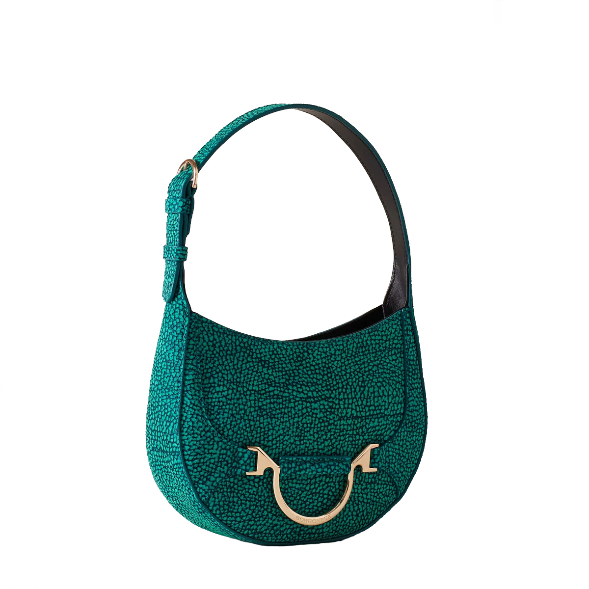 Borbonese Mini Hobo Bag 110 in camoscio Peacock - 3