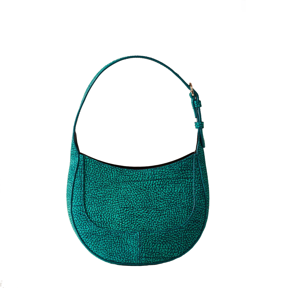 Borbonese Mini Hobo Bag 110 in camoscio Peacock - 4
