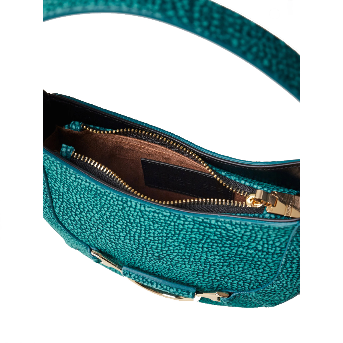Borbonese Mini Hobo Bag 110 in camoscio Peacock - 5