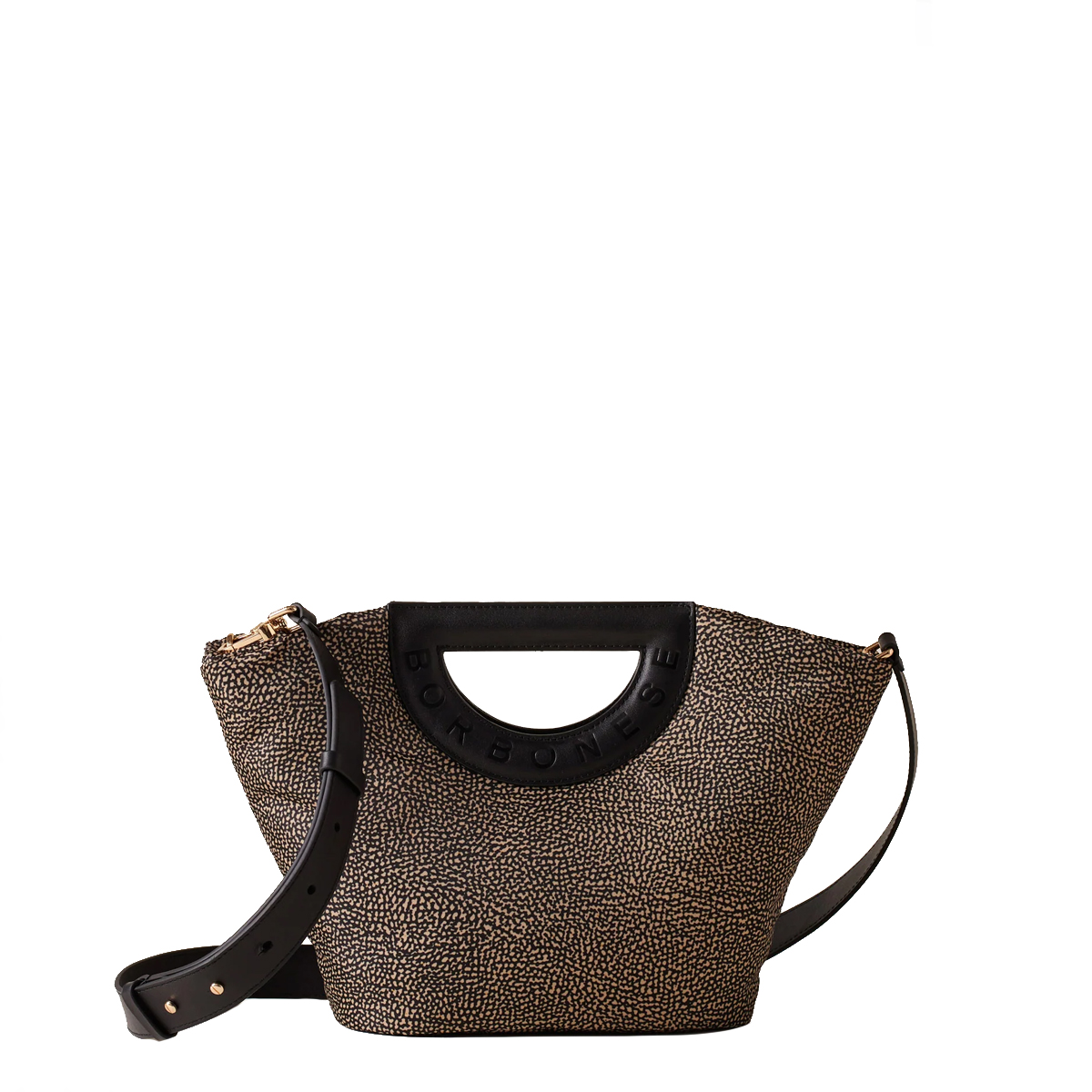 Borbonese Bouche Shopper Small OP Naturale Nero - 1 Borbonese Bouche Shopper Small OP Naturale Nero - 1