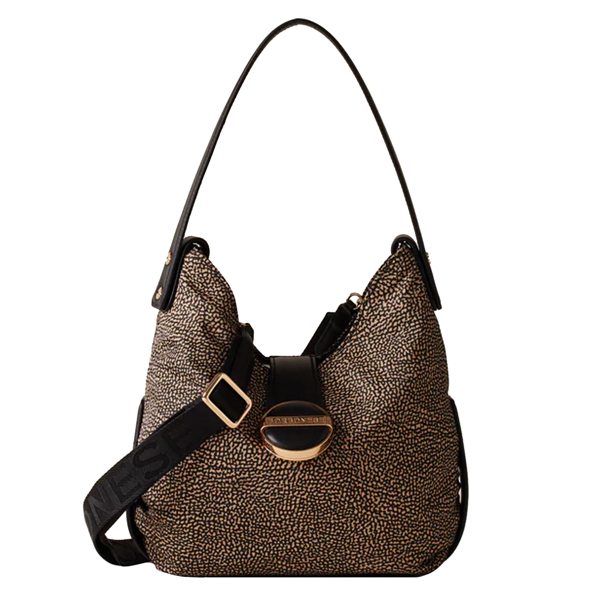 Borbonese Borsa a spalla Eclipse Hobo Small OP Naturale Nero - 1 Borbonese Borsa a spalla Eclipse Hobo Small OP Naturale Nero - 1