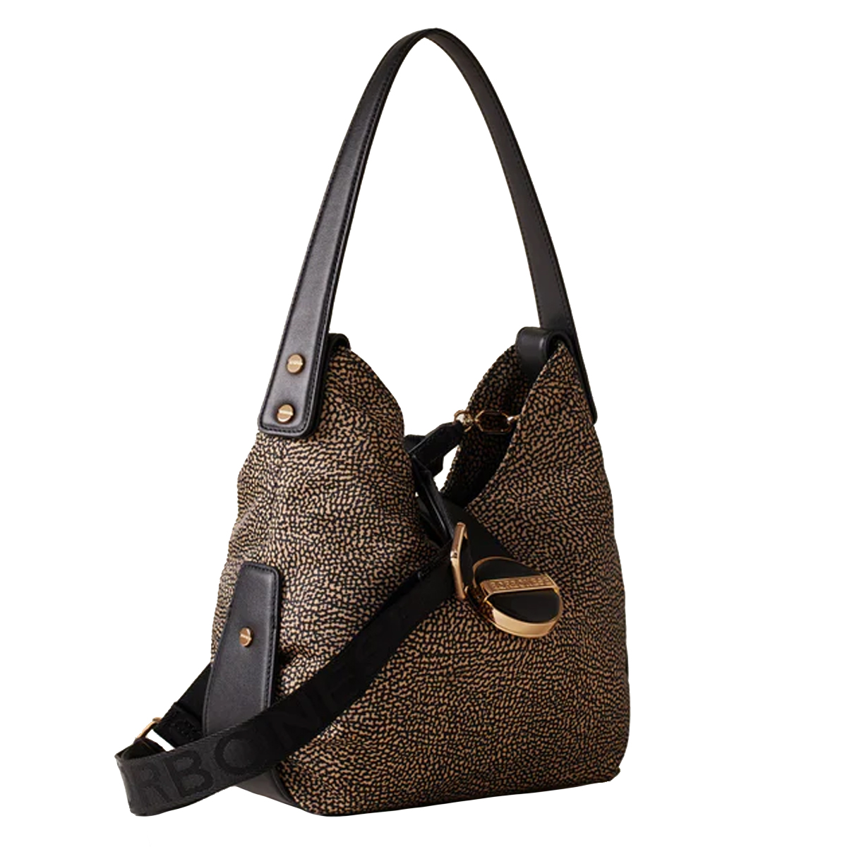 Borbonese Borsa a spalla Eclipse Hobo Small OP Naturale Nero - 2 Borbonese Borsa a spalla Eclipse Hobo Small OP Naturale Nero - 2