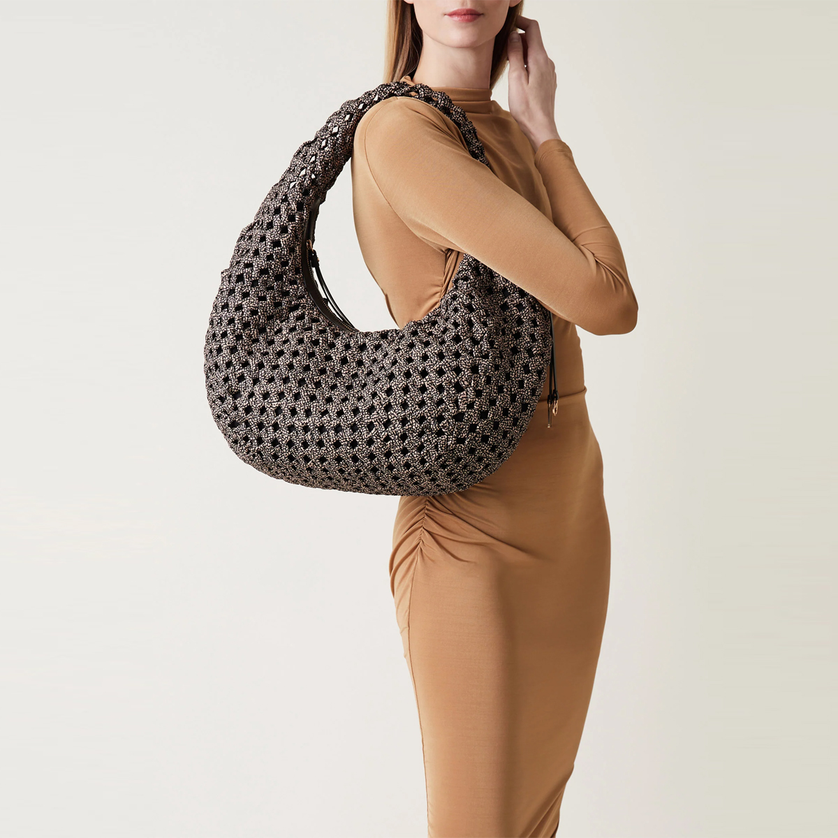 Borbonese Hobo La Nido Medium OP Naturale Nero - 2