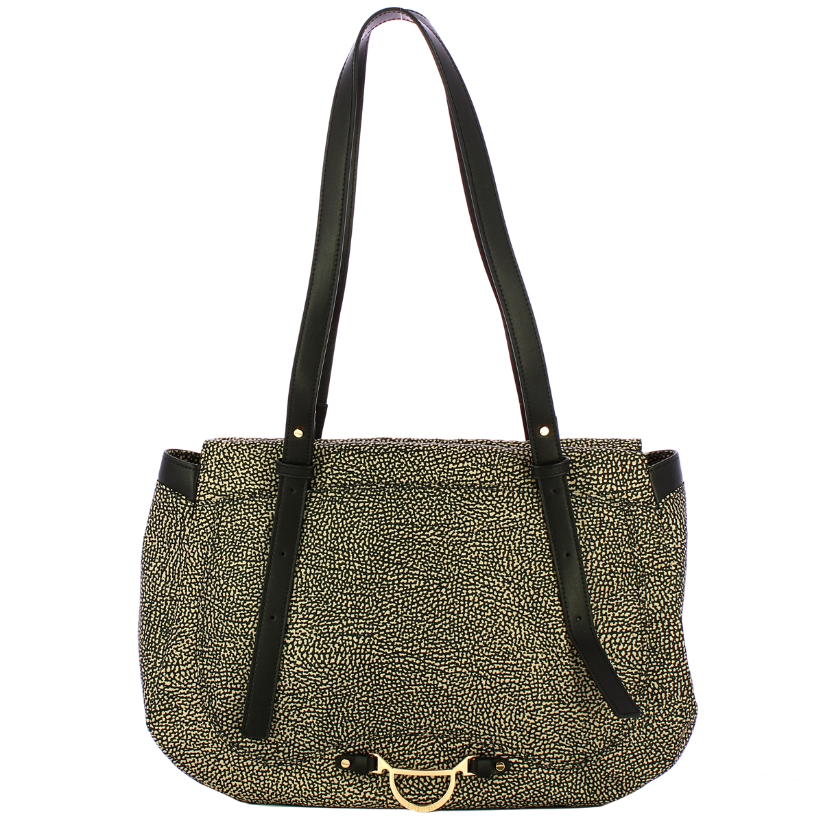 Borbonese Shopping Medium OP Naturale Nero Shoulder Bag - 1