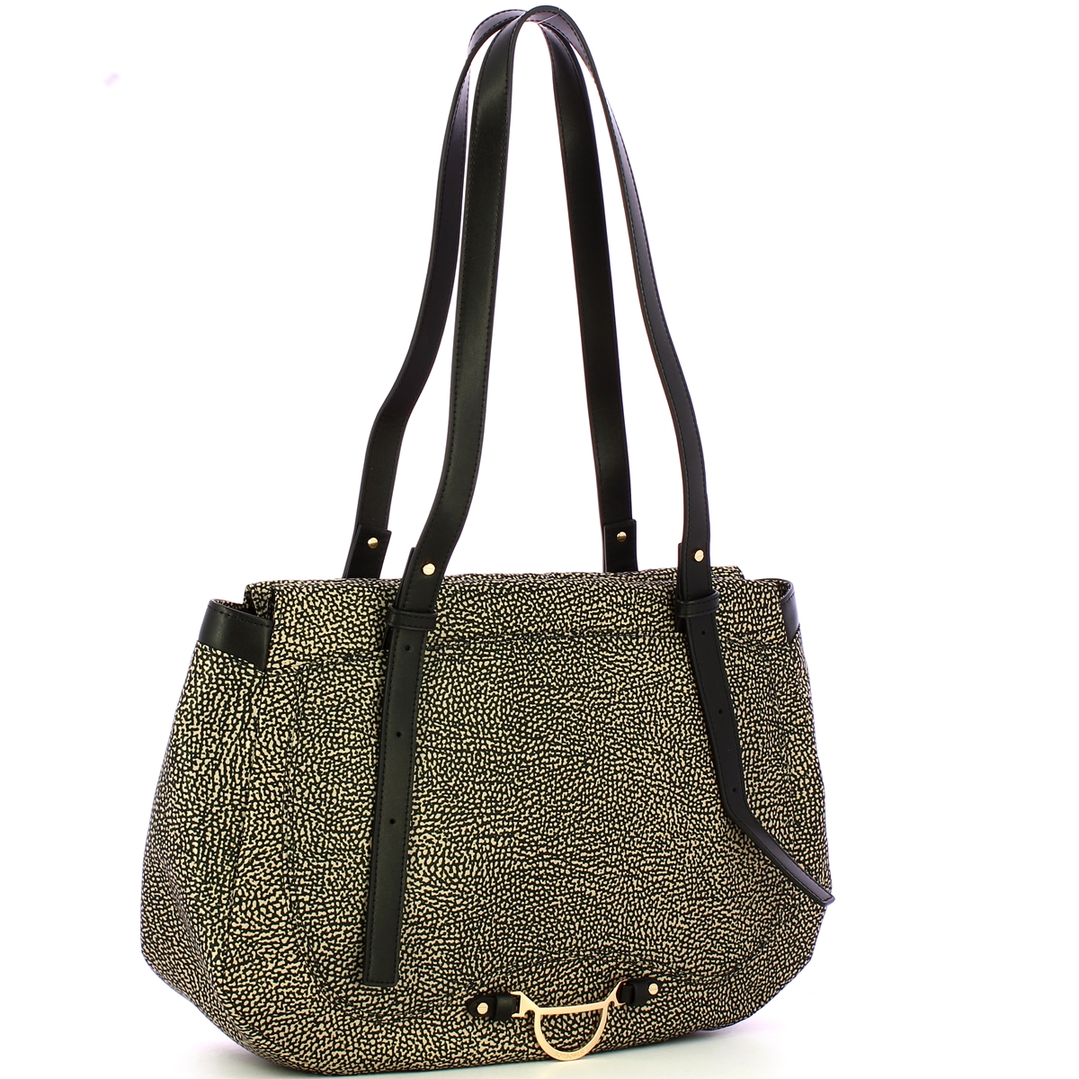 Borbonese Shopping Medium OP Naturale Nero Shoulder Bag - 2