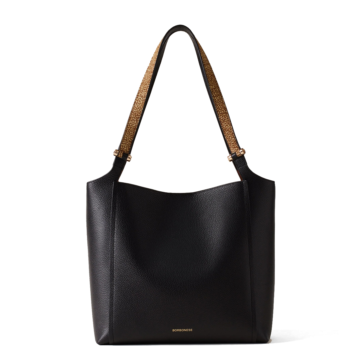 Borbonese Shopper Bolt Nero OP Naturale - 1