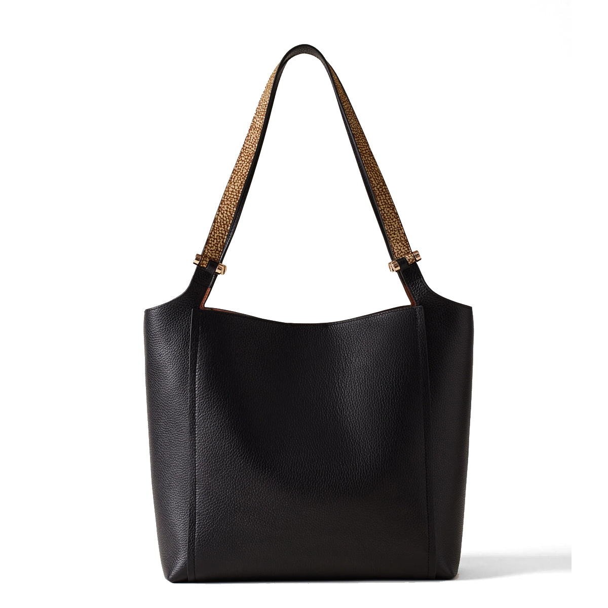 Borbonese Shopper Bolt Nero OP Naturale - 3
