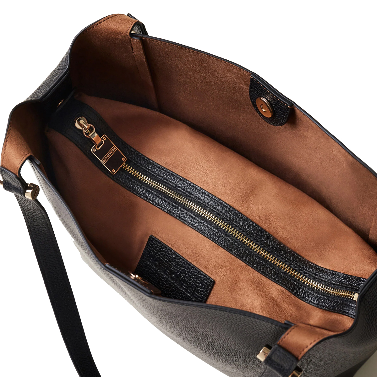 Borbonese Shopper Bolt Nero OP Naturale - 4
