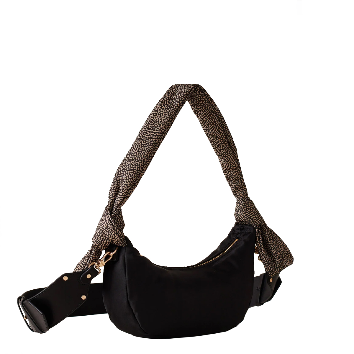 Borbonese Hobo Mini Nero OP Naturale - 3