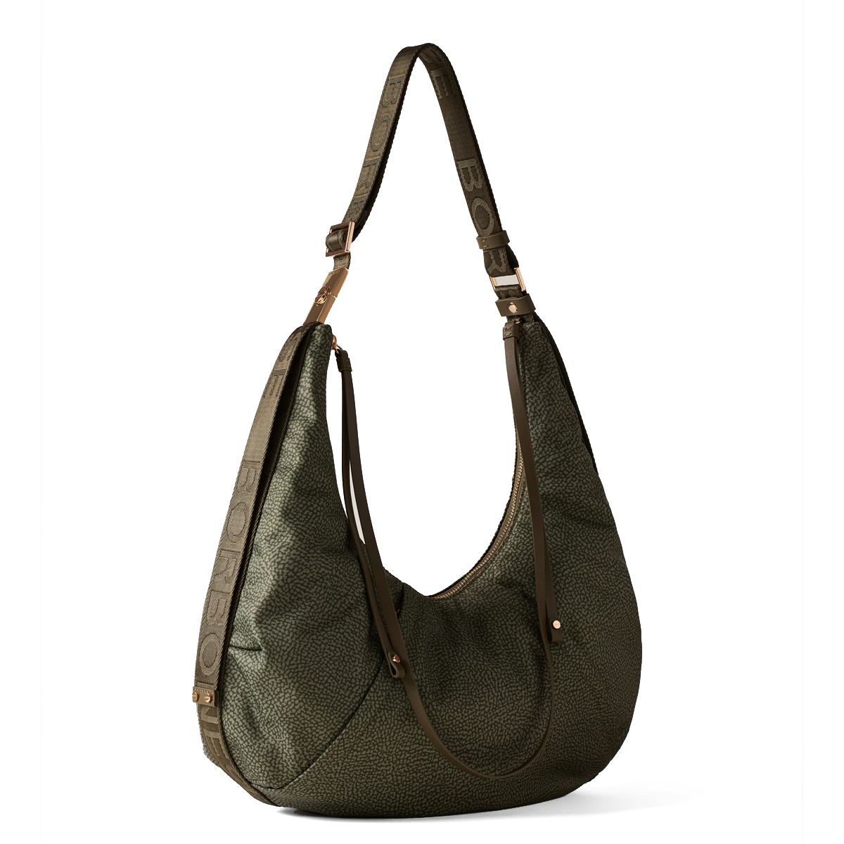 Borbonese Hobo Bag Fold Medium Verde Militare - 2