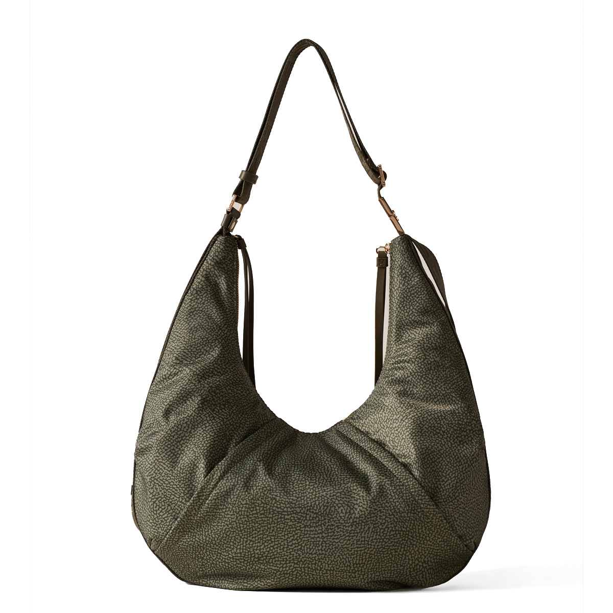 Borbonese Hobo Bag Fold Medium Verde Militare - 3