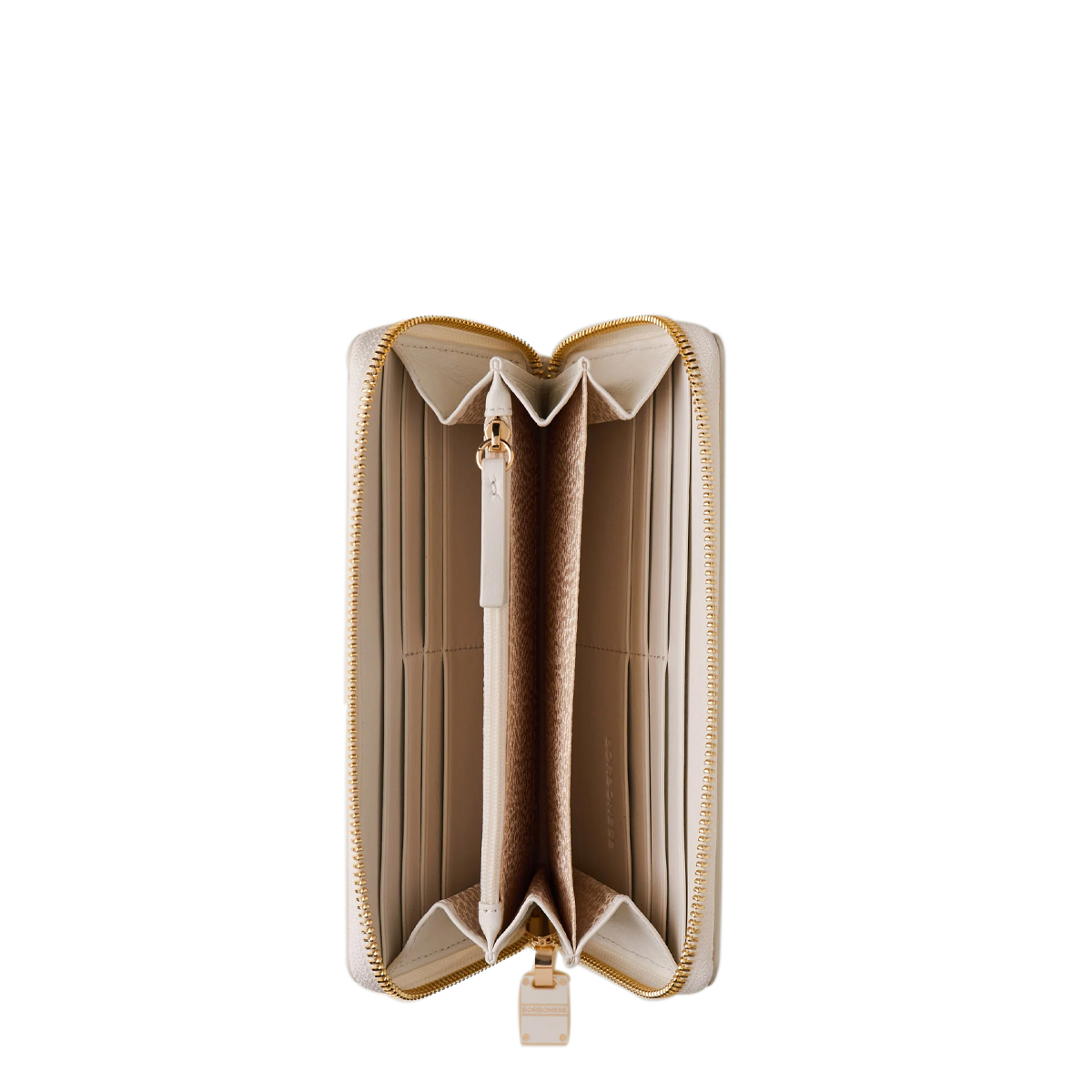 Borbonese Portafoglio RFID in pelle Zip Around Chantilly Cream - 3