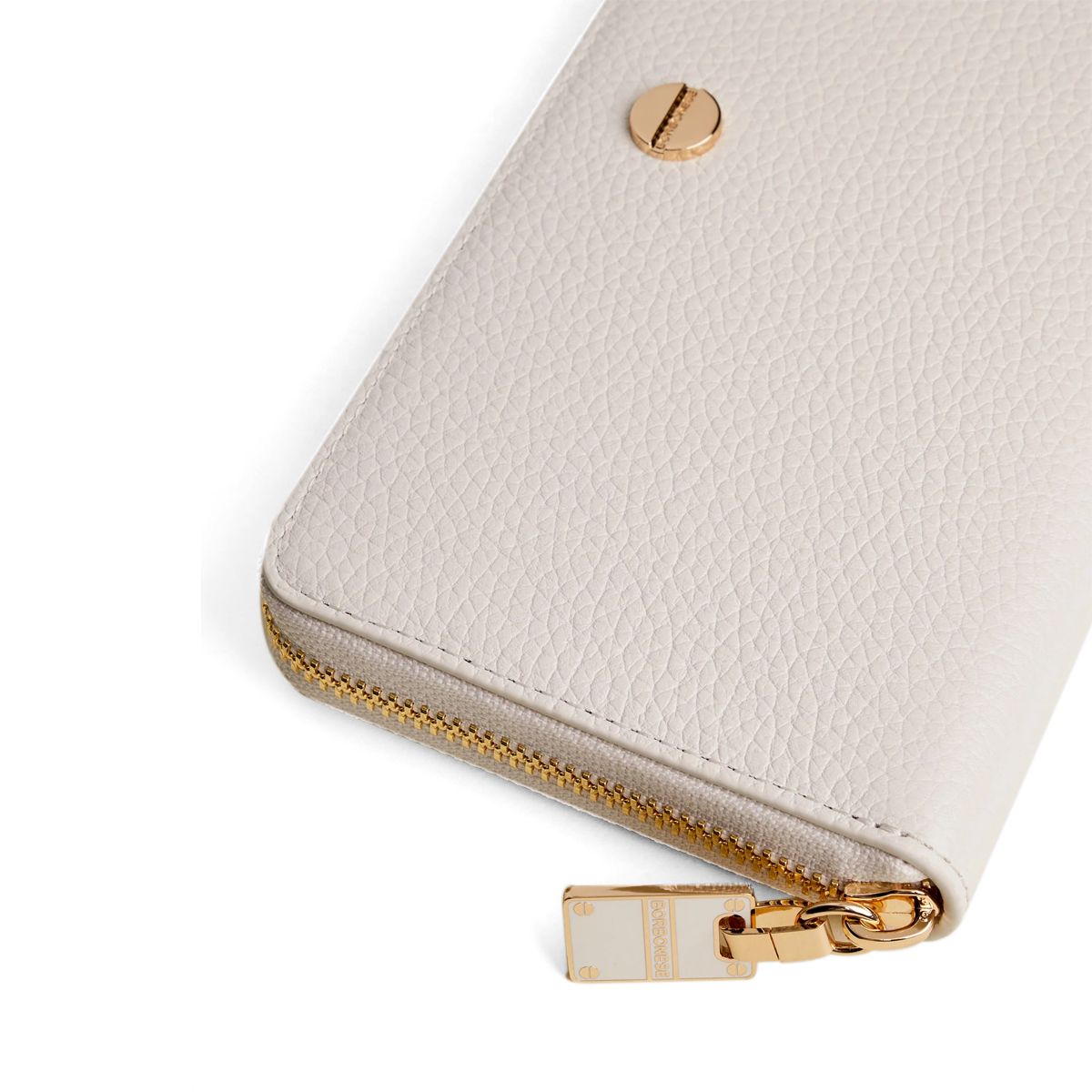 Borbonese Portafoglio RFID in pelle Zip Around Chantilly Cream - 4
