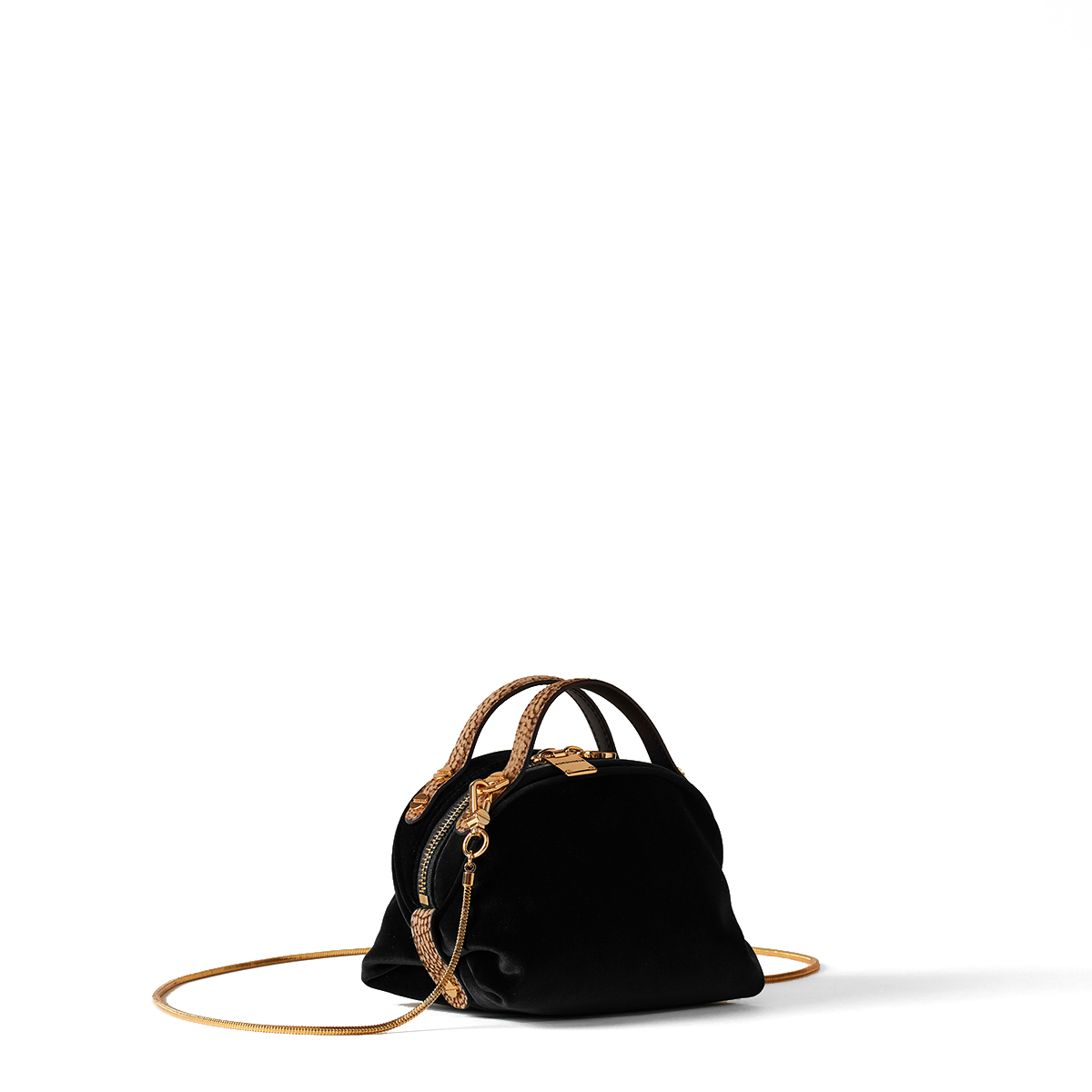 Borbonese Mini Sexy Bag in velluto Nero OP Naturale - 2 Borbonese Mini Sexy Bag in velluto Nero OP Naturale - 2
