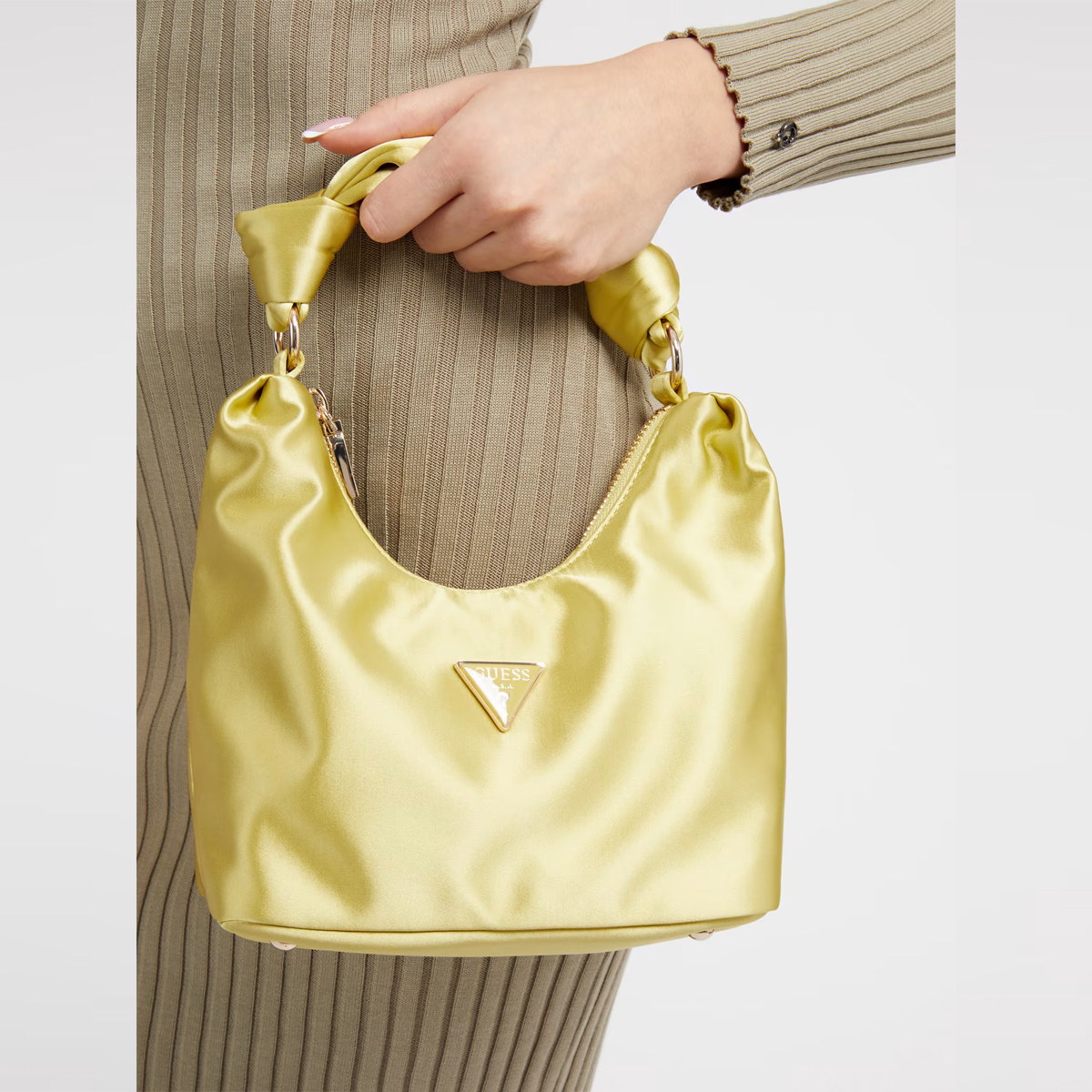 Guess Mini Borsa a mano Velina in satin Chartreuse - 3