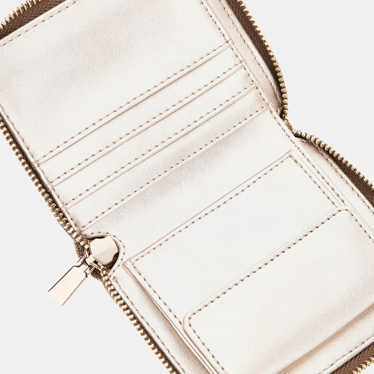 Guess Portafoglio Laurel Small Zip Around Latte Logo - 3