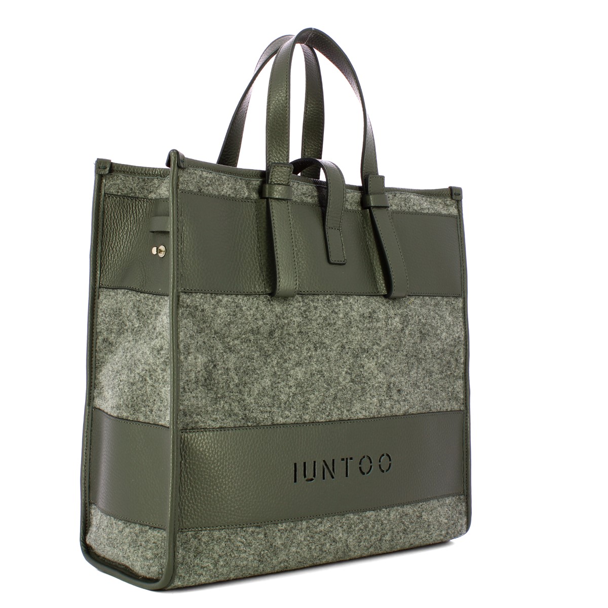 Iuntoo Shopper Grande Caldo Essenziale Grigio Lana Cotta Grigio - 2