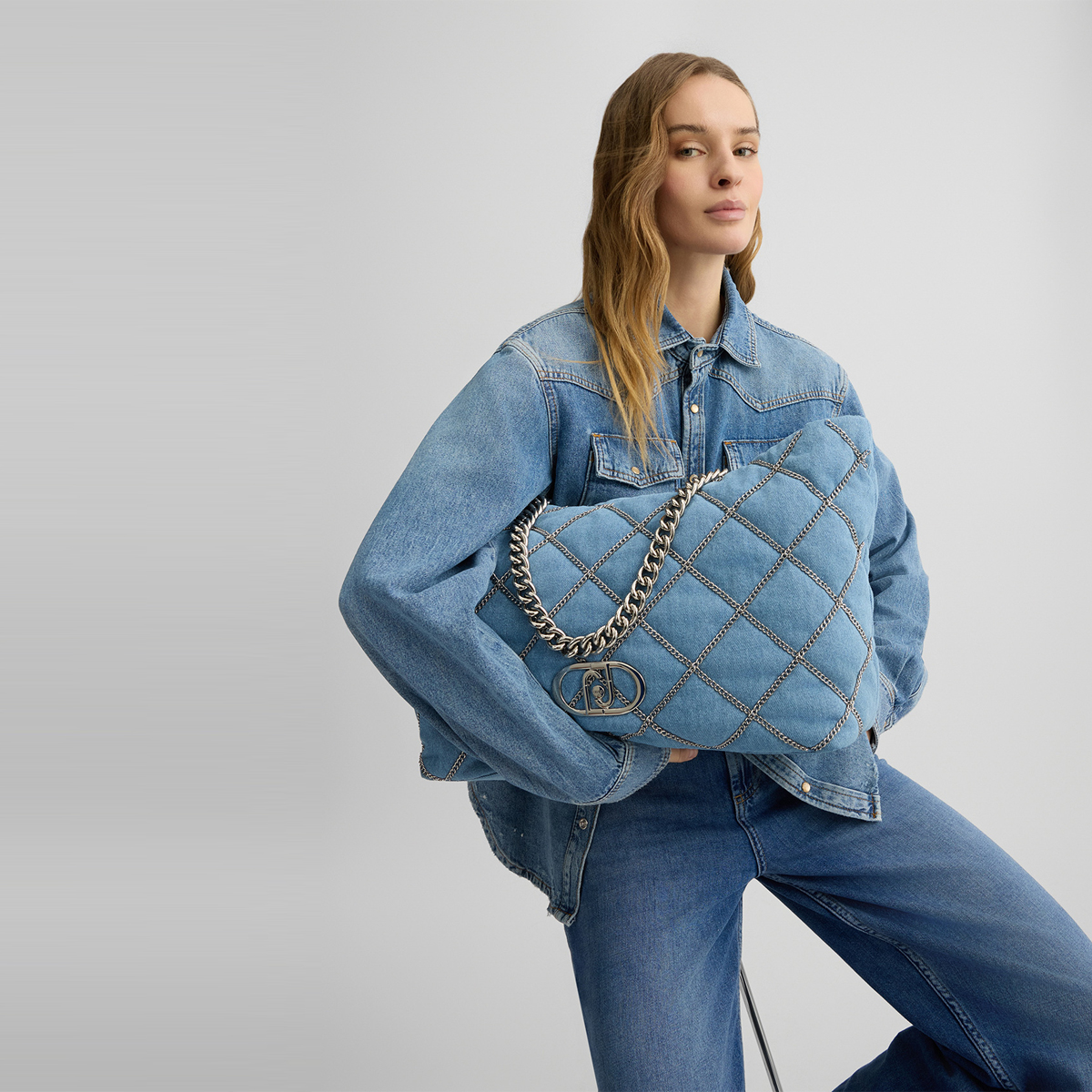 Liu Jo Borsa a spalla con catena Light Denim - 2