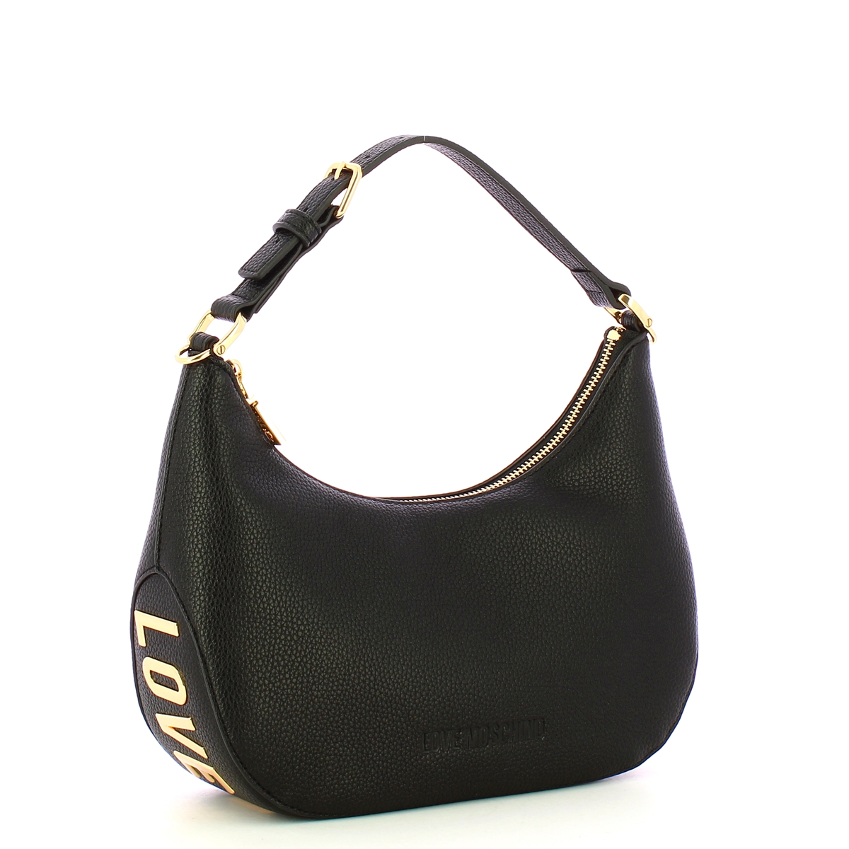 Love Moschino Hobo Bag Giant Logo Nero Oro - 2