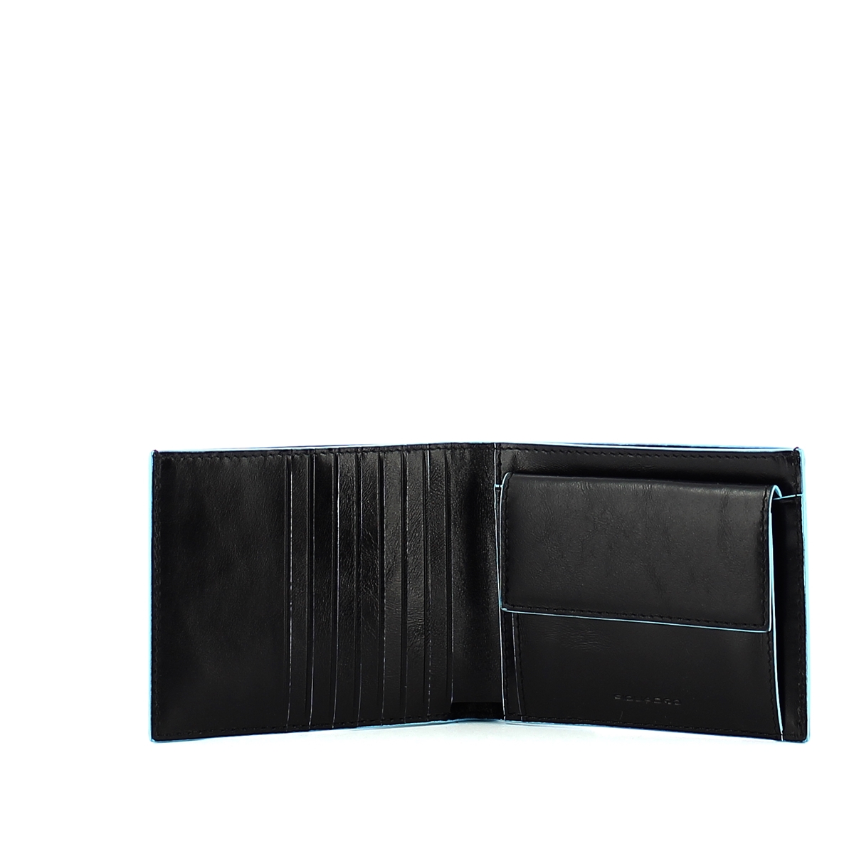 Men wallet with coin pouch Blue Square